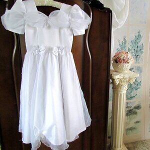 GIRL'S WHITE DRESS, M, FANCY FLOWER GIRL, EASTER, CHURCH, PARTY FROCK